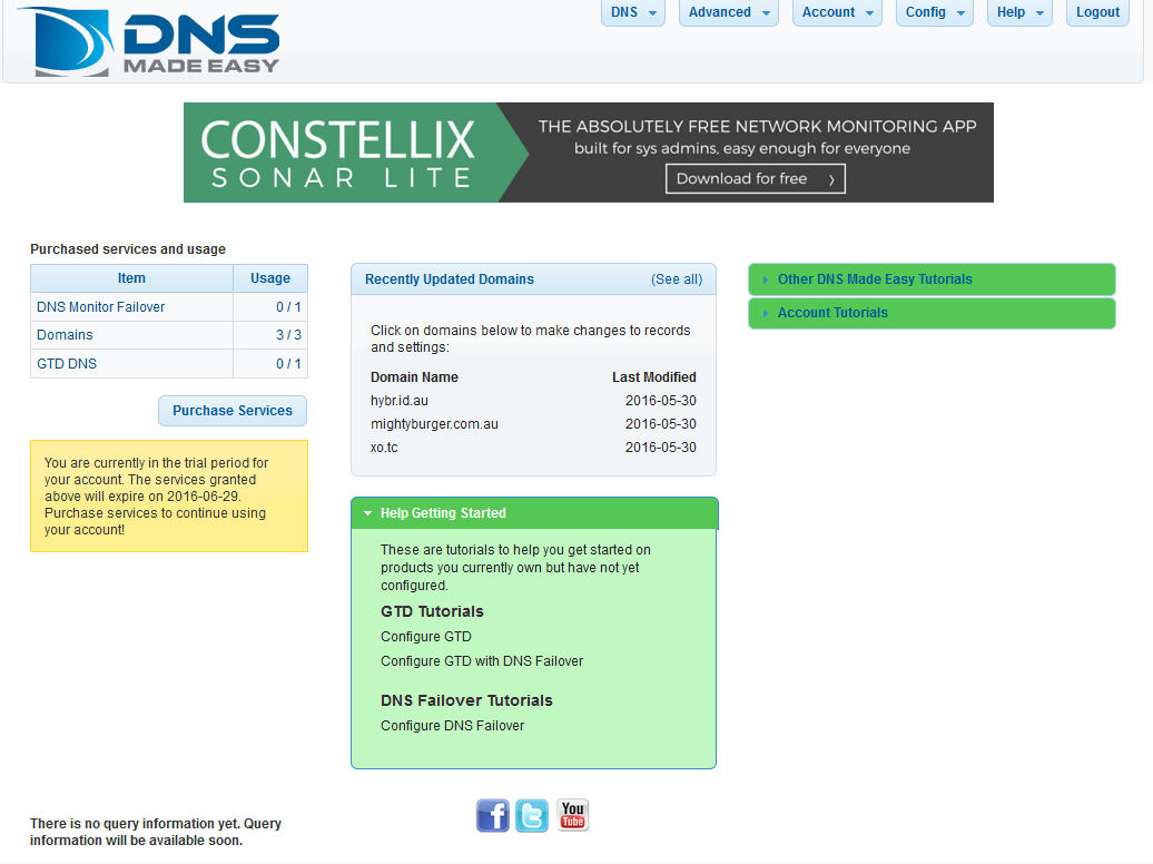 DNS Made Easy management console
