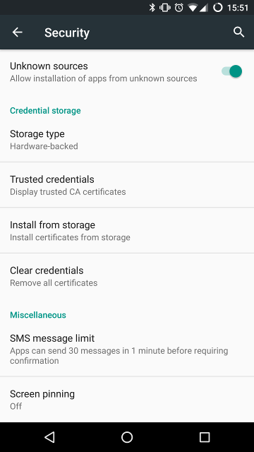 Android Security Settings