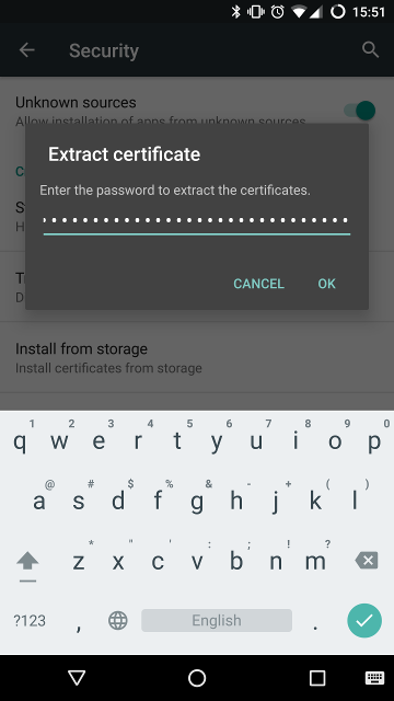 Android Certificate Password Prompt