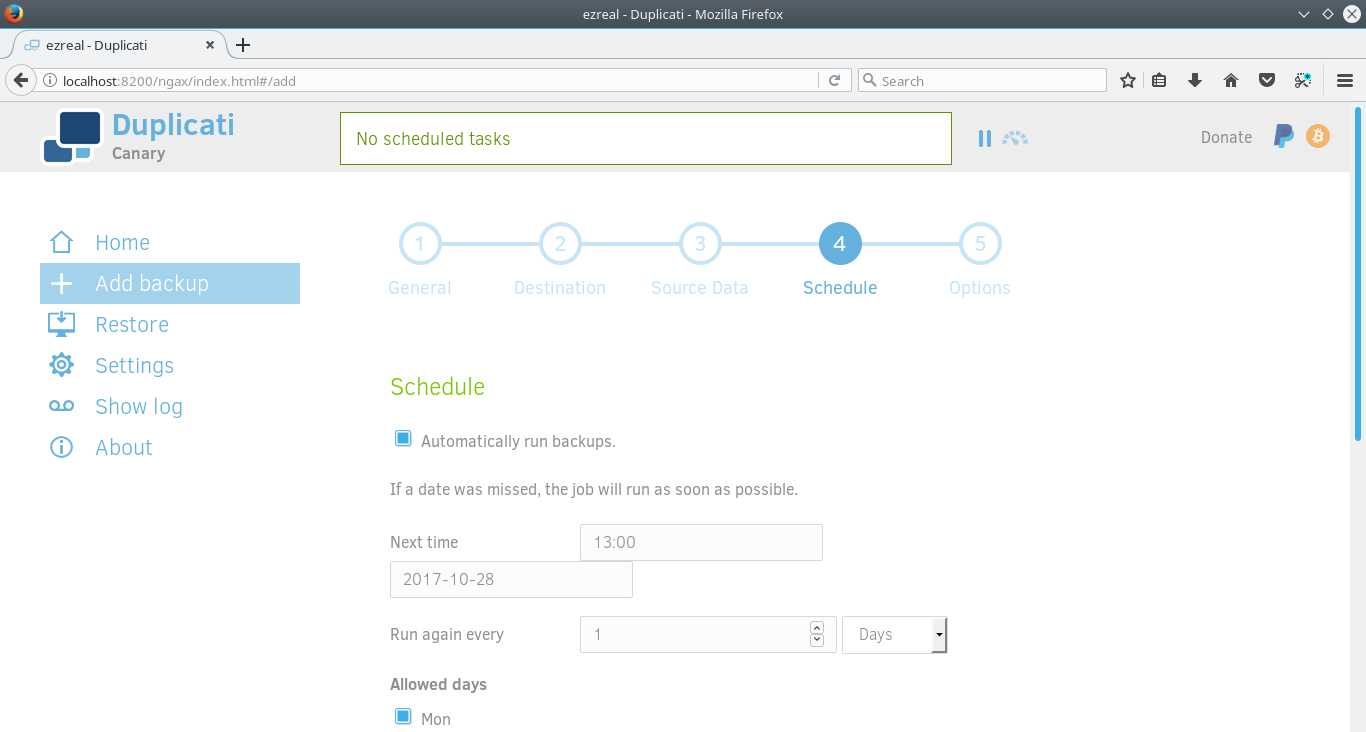 Duplicati Arch Setup Schedule