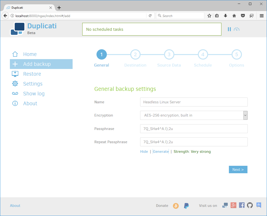 uplicati Debian Setup General