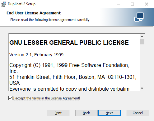Duplicati Windows License