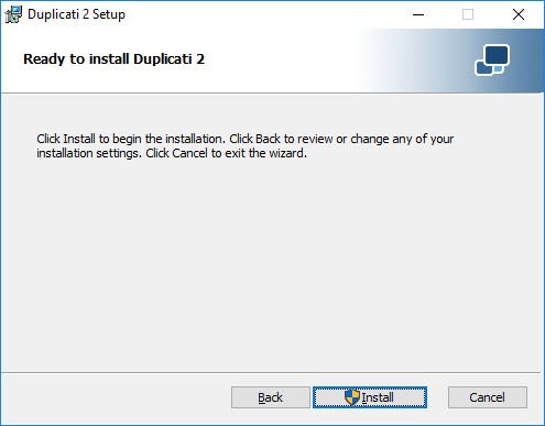 Duplicati Windows Install