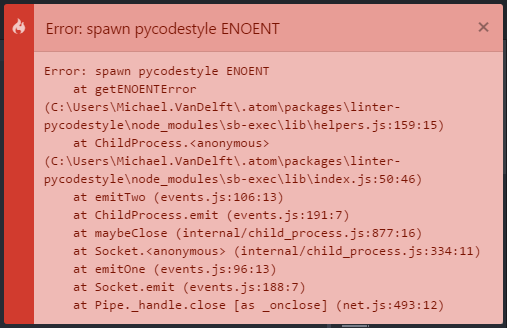 Error: spawn pycodestyle ENOENT