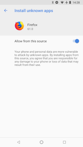 Android Firefox untrusted apps