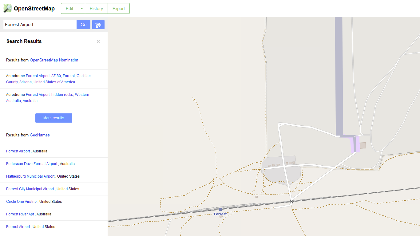 OpenStreetMap - Forrest Air Port