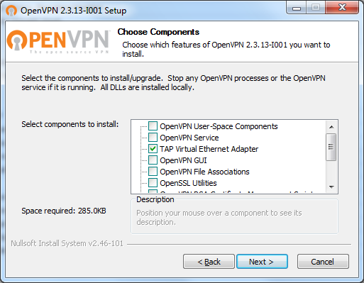 Installing openVPN TAP adapter