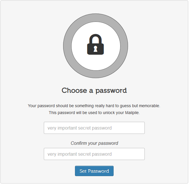 Mailpile Choose a password
