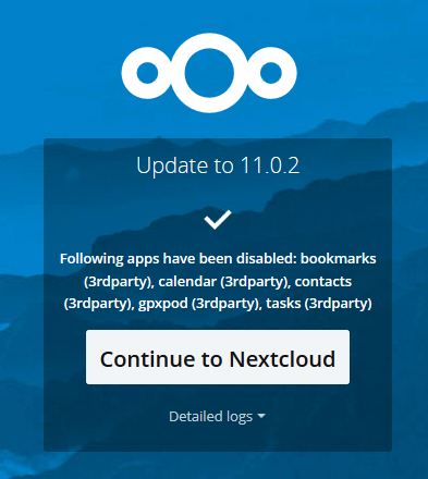 finish Nexcloud update