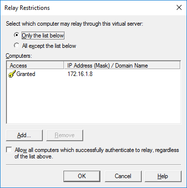 SMTP Virtual Server - Relay