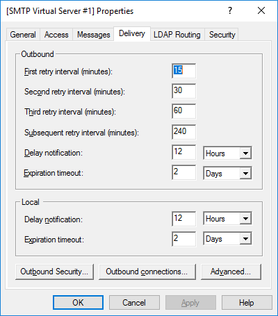 SMTP Virtual Server - Delivery Tab