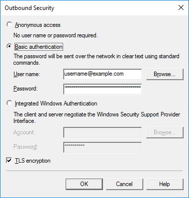 SMTP Virtual Server - Outbound Security