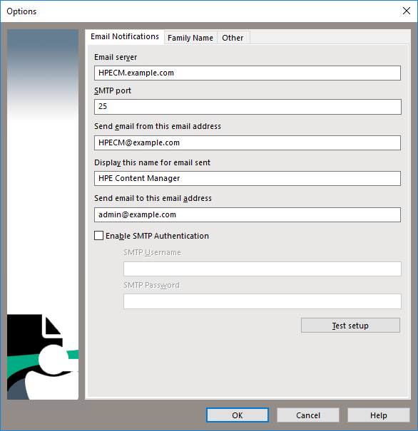 HPE Content Manger - Mail Settings