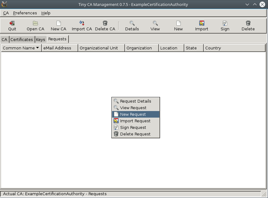 TinyCA Request
