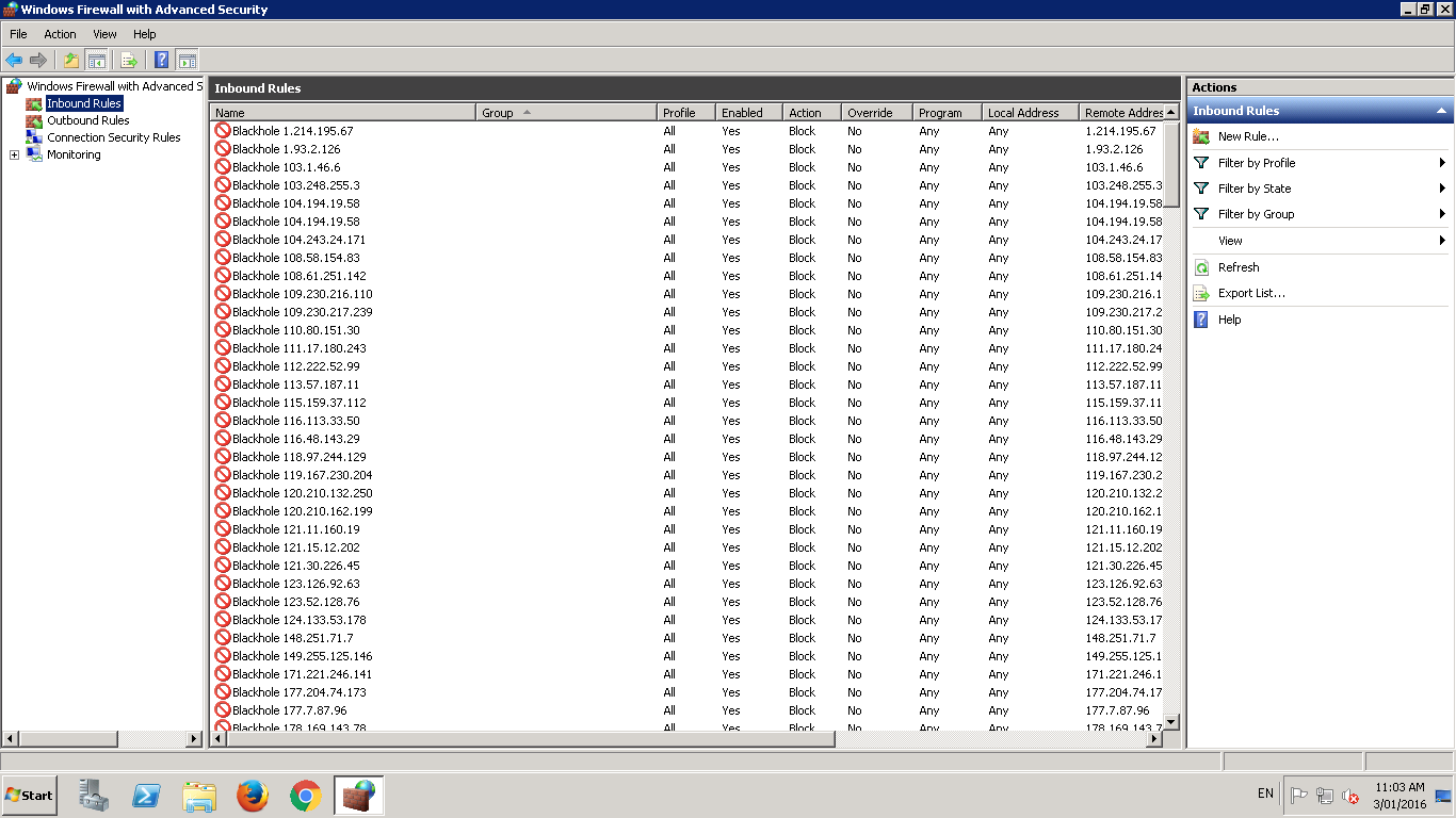 Windows firewall after TS Block has been running for a few days